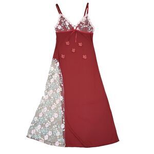 Y2K Fairy Babydoll Maxi Slip Dress M Embroidered Sheer Mesh Dainty Coquette